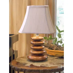 Devansh Off White Wood Traditional Abstract Shaped Table Lamp-picture-25