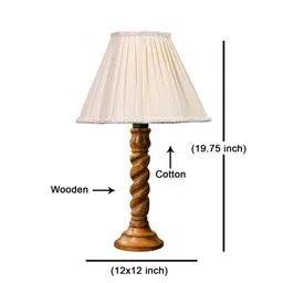 Devansh Off White Wood Traditional Frusturical Shaped Table Lamp-picture-14