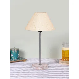 Devansh Off White Wooden & Cotton Frustum Contemporary Table Lamp-picture-20