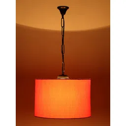 Devansh Orange & Black Cotton Drum Hanging Lamp-picture-35