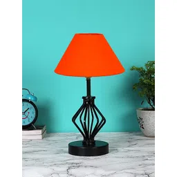 Devansh Orange & Black Textured Cotton Table Lamp With Iron Base-picture-10