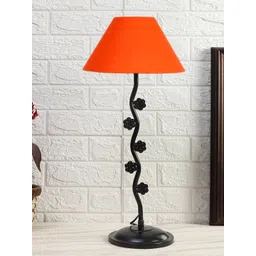 Devansh Orange & Black Textured Cotton Zig Zag Table Lamp With Iron Base-picture-14