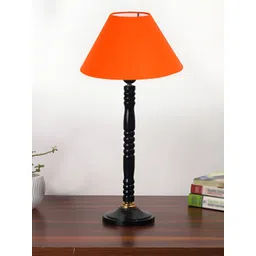 Devansh Orange and Black Wooden Frusturical Shaped Table Lamp-picture-29