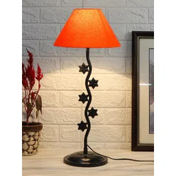 Devansh Orange & Black Zig Zag Textured Cotton Zig Zag Table Lamp With Iron Base-picture-23