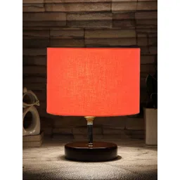 Devansh  Orange & Brown  Solid Jute Table Lamp With Wood Base-picture-40