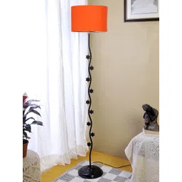 Devansh Orange-Colored & Black Star Iron Floor Lamp With Cotton Drum Shade-picture-21