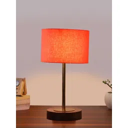 Devansh Orange Textured Wood Contemporary Cylindrical Shaped Table Lamp-picture-32