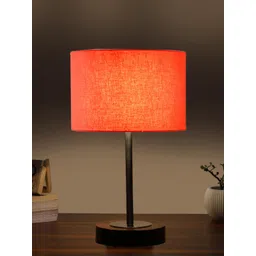 Devansh Orange Textured Wood Contemporary Cylindrical Shaped Table Lamp-picture-33