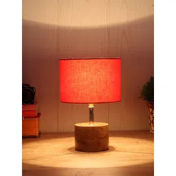 Devansh Orange Wooden Table Lamp with Cotton Shade-picture-17