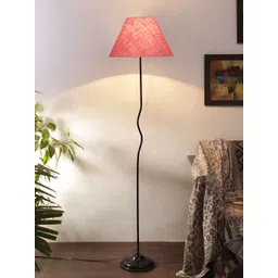 Devansh Pink & Black Frustum Floor Lamp With Shade-picture-35