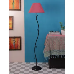 Devansh Pink & Black Solid Traditional Club Lamp with Shade-picture-58