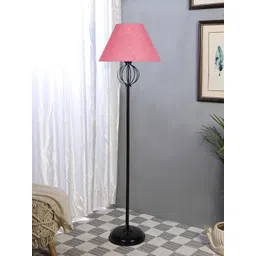 Devansh Pink & Black Textured Jute Conical Iron Floor Lamp-picture-39