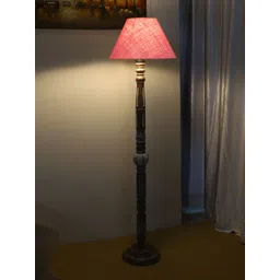 Devansh Pink & Brown Conical Wooden Floor Lamp-picture-25