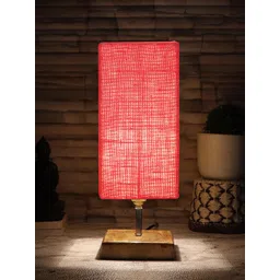 Devansh Pink & Brown Jute Table Lamp With Square Wood Base-picture-39
