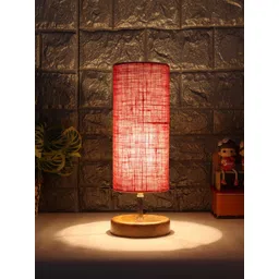 Devansh Pink & Brown Wood Table Lamp With Jute Shade-picture-25