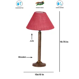Devansh Pink & Brown Wooden Contemporary Frustum Shaped Table Lamp-picture-39