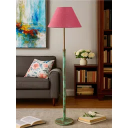 Devansh Pink & Green Textured Frustum Shaped Floor Lamp-picture-45