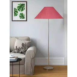 Devansh Pink & Grey Jute Coolie Shade Steel Base Floor Lamps-picture-55