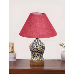 Devansh Pink Frustum Shaped Wooden Table Lamp With Mosaic Glass Base-picture-21