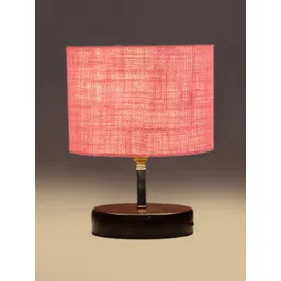 Devansh Pink Solid Jute Table Lamp With Wood Base-picture-29