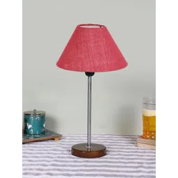 Devansh Pink Textured Frustum Wooden Contemporary Table Lamp-picture-27