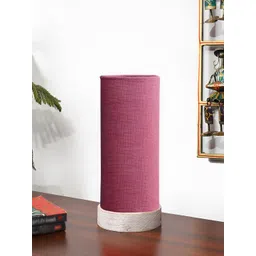 Devansh Pink Textured Wooden Contemporary Cylindrical Shaped Table Lamp-picture-23