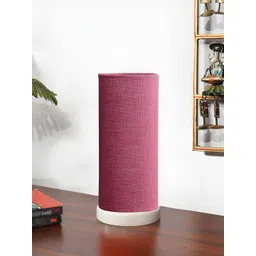 Devansh Pink Textured Wooden Contemporary Cylindrical Shaped Table Lamp-picture-21