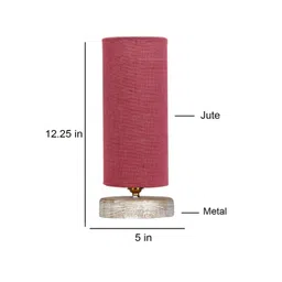 Devansh Pink Wooden Cylindrical Table Lamp image 2