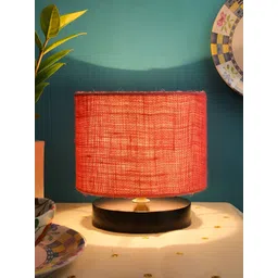 Devansh Pink Wooden Traditional Cylindrical Shaped Table Lamp-picture-19