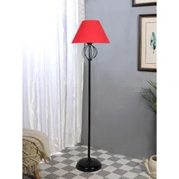 Devansh Red & Black Cotton & Iron Frustum Shaped Floor Lamp-picture-26