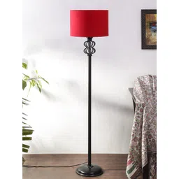 Devansh Red & Black Iron Floor Lamp With Shade-picture-33