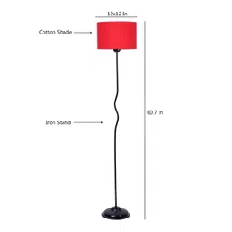 Devansh Red & Black Iron Floor Lamp With Shade-picture-35