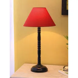 Devansh Red & Black Iron Traditional Table Lamp with Shade-picture-41