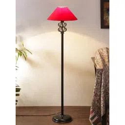 Devansh Red & Black Solid Cotton Shade Iron Floor Lamp-picture-24