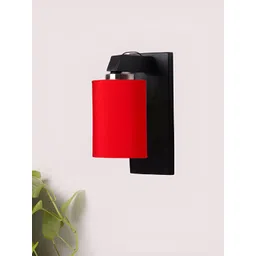 Devansh Red & Black Wooden Cotton Cylinder Shaped Wall Lamp-picture-31