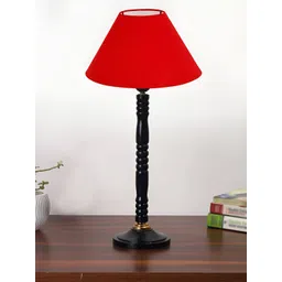 Devansh Red & Black Wooden Frustum Shaped Table Lamp-picture-42