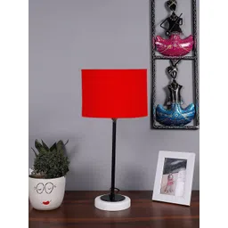 Devansh Red & Black Wooden Table Lamp With Cotton Shade-picture-38