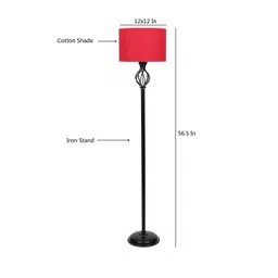Devansh Red & Black Wrought Iron Floor Lamp image 4