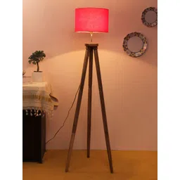 Devansh Red & Brown Solid Traditional Wooden Tripod Lamp-picture-41