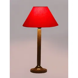 Devansh Red and Brown Wooden Frusturical Shaped Table Lamp-picture-32