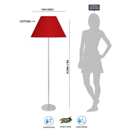 Devansh Red & Grey Cotton Conical Shade Steel Base Floor Lamps-picture-18