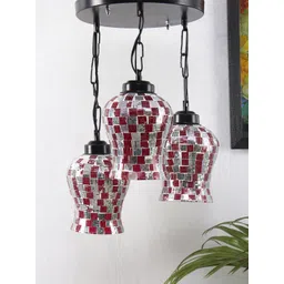 Devansh Red & Yellow Mosaic Glass Cluster HL79 Hanging Lamp-image-10