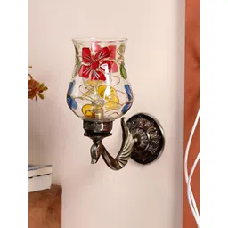 Devansh Red & Yellow Printed Metal Traditional Wall Lamp-picture-47