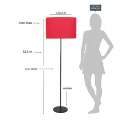 Devansh Red Cotton Drum Iron Cylindrical Floor Lamp-picture-37