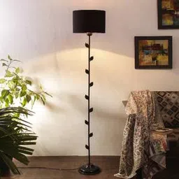 devansh Regan Black Fabric Floor Lamp with Black Iron Base-picture-22