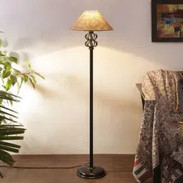 devansh Robin Beige Natural Fiber Floor Lamp with Black Iron Base-picture-37