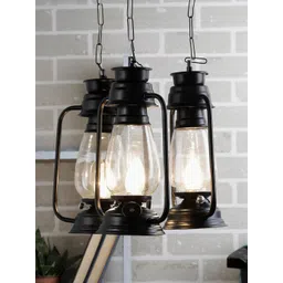 Devansh Set of 3 Black Cluster Lantern Transparent Glass Hanging Lamp-picture-47