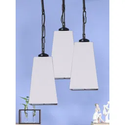 Devansh Set Of 3 Grey Solid Cotton Pyramid Hanging Ceiling Lamp-picture-20