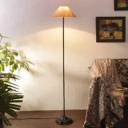 devansh Sven Beige Natural Fiber Floor Lamp with Black Iron Base-picture-38