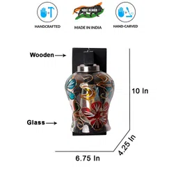 Devansh Transparent & Red Textured Wood Bell Shaped Wall Lamp-picture-26